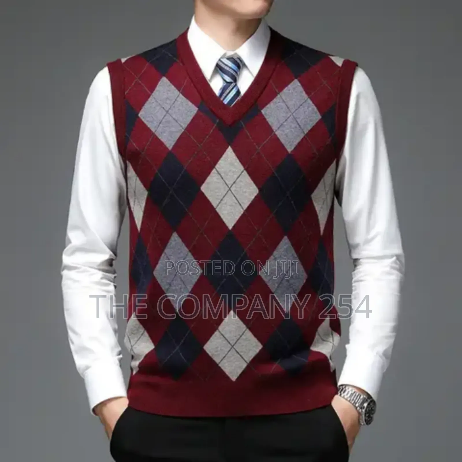 Sweater Vest Men's Pullover Checkered Slim-Fit Casual Wear