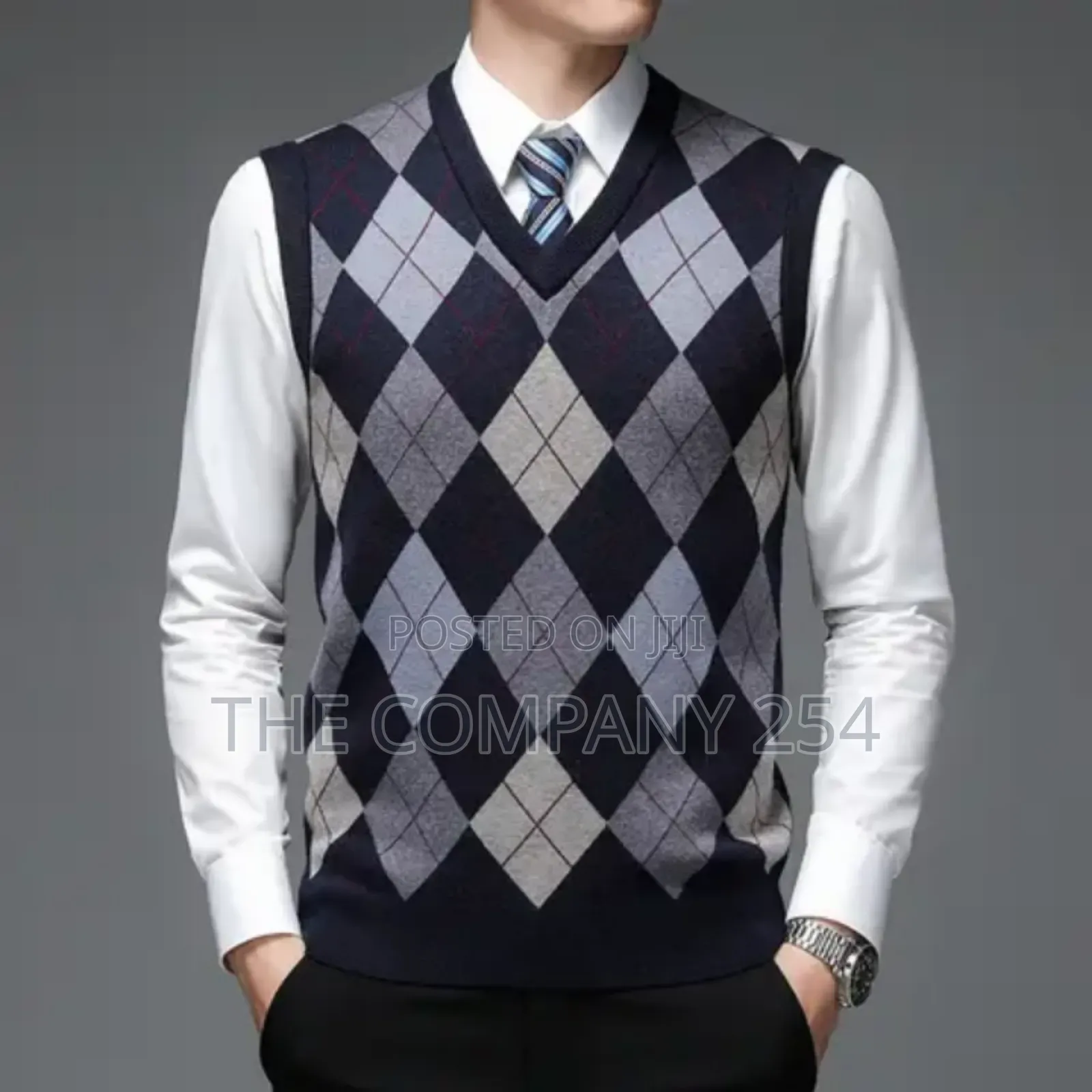 Sweater Vest Men's Pullover Checkered Slim-Fit Casual Wear