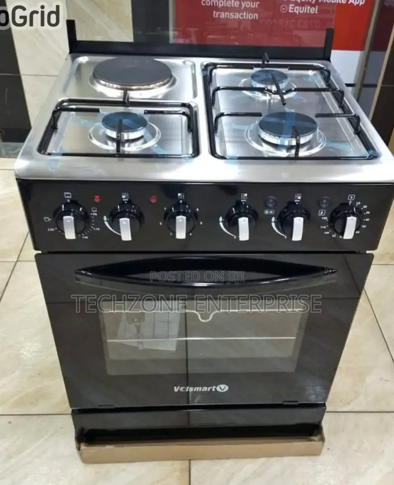 Volsmart 60x60cm 3 Gas+1 Electric Gas Standing Cooker