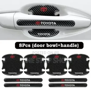 8x Black Toyota Labelled Car Door Protection Stickerd