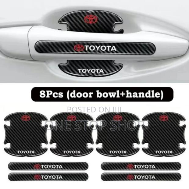 8x Black Toyota Labelled Car Door Protection Stickerd