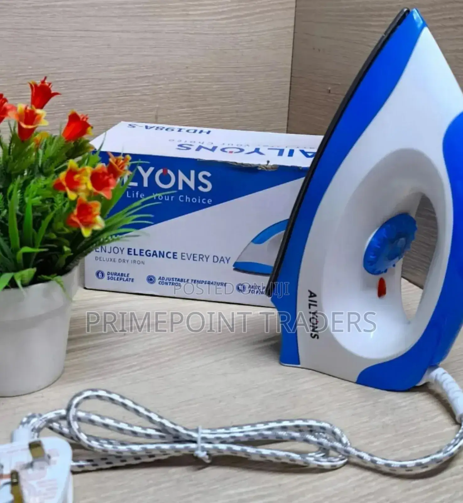 Ailyons Electric Dry Iron Box (White, Blue) Adjustable Temp'