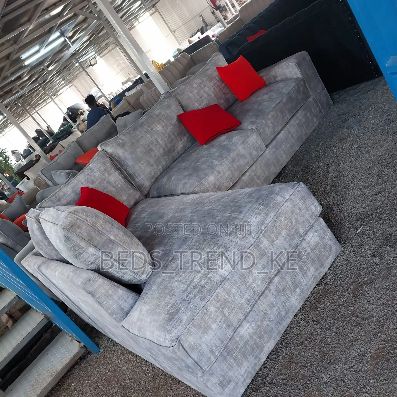 Stylish Gray 6 Seater L Shaped Sofa