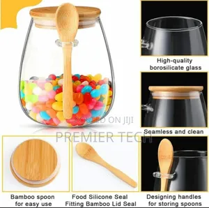 Glass Spice Storage Canister With Wooden Spoon