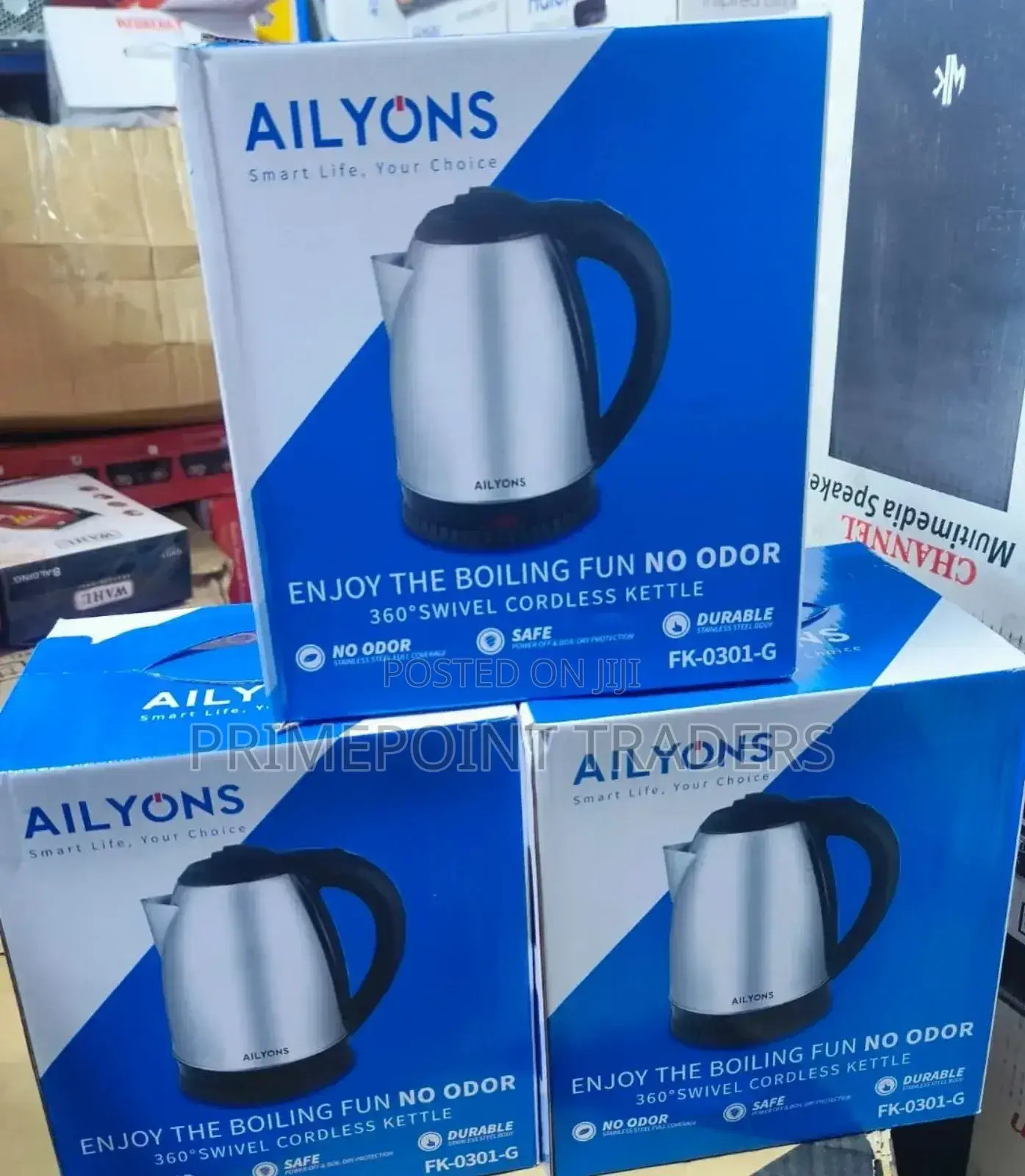 Stainless Finish, 1.8l Ailyons Electric Kettle (Cordless)