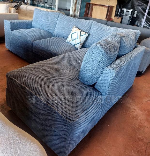 Light Blue 6 Seater Modern Sofa With High Density Cushions