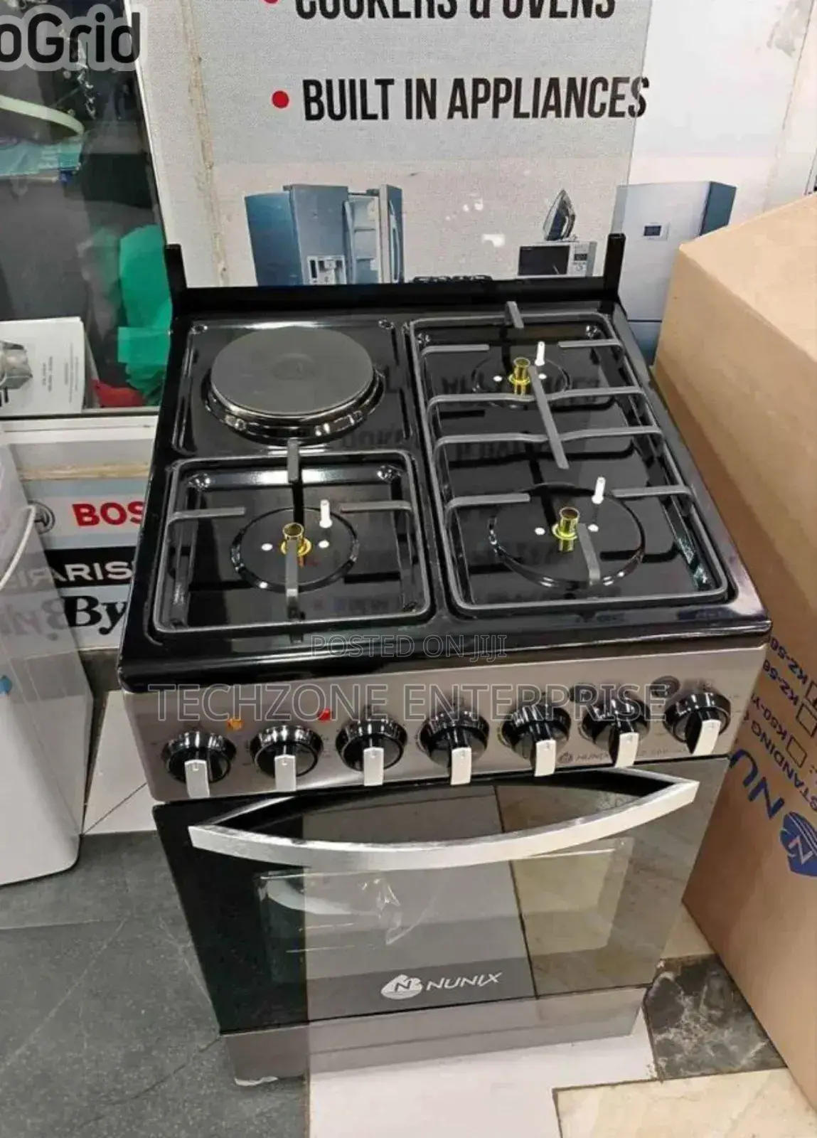 Nunix Kz-560 50x55cm 3~Gas+ 1~Electric Gas Cooker - Silver