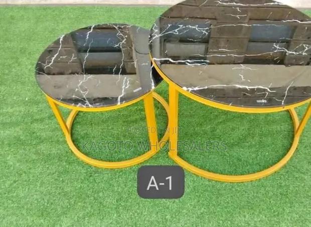Black Nesting Marble Table/Coffee Table (Glass Effect) a-02m