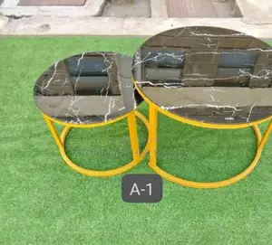 Black Nesting Marble Table/Coffee Table (Glass) a-02m