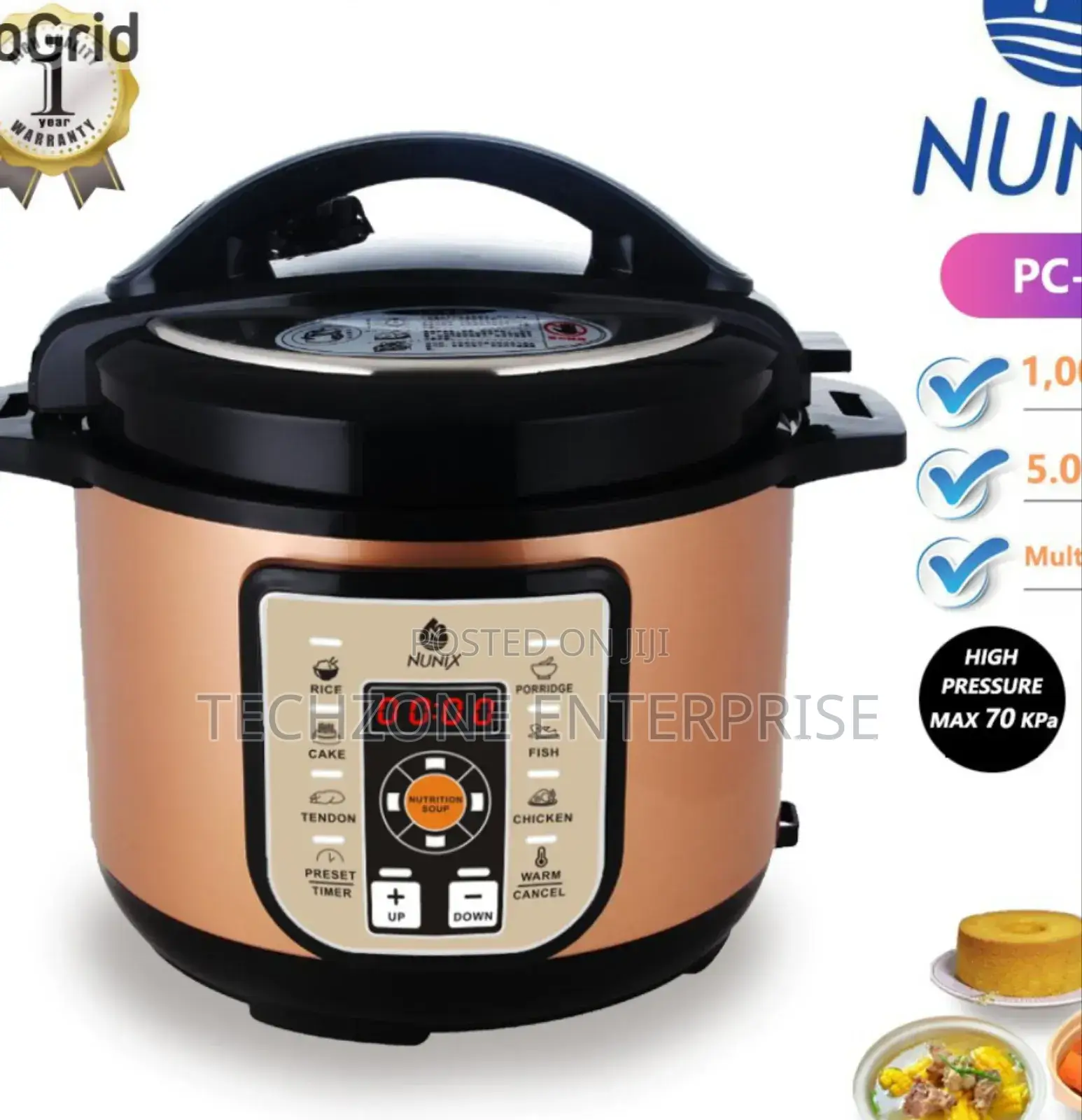 Nunix Pc-77 5 Litres Electric Pressure Cooker