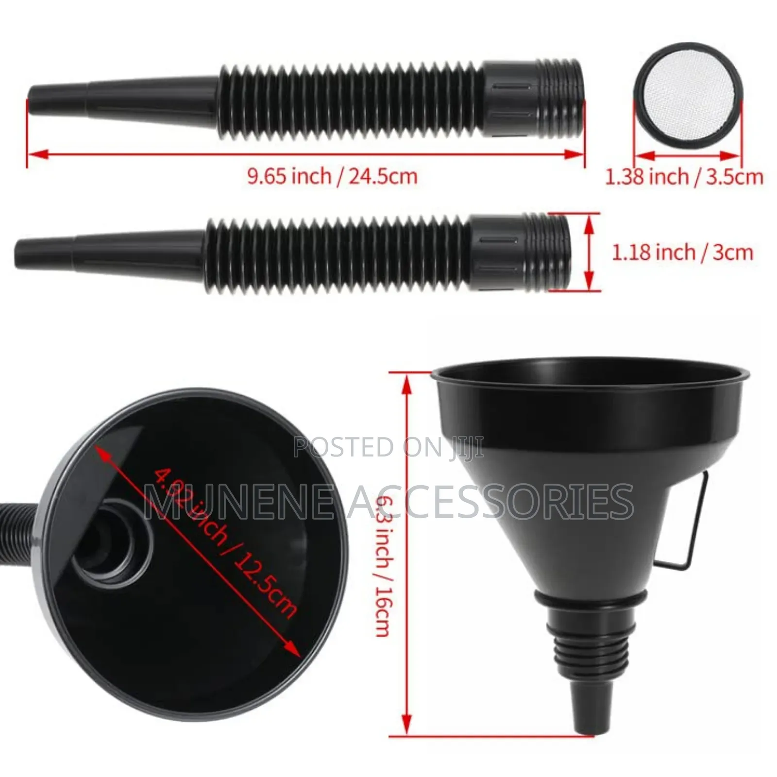 Wide Mouth Oil Fuel Funnel Nozzle Hose With Handle for Car