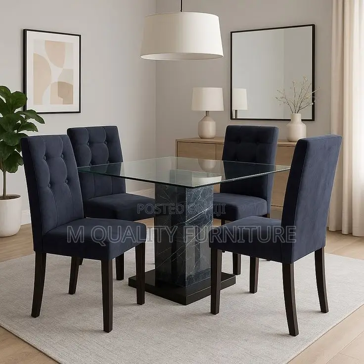 4 Seater Classic Dining Set With a Glass Table