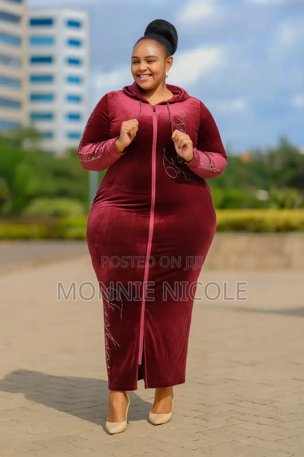 Stylish Velvet Long Bodycon Dress- Breastfeeding Friendly