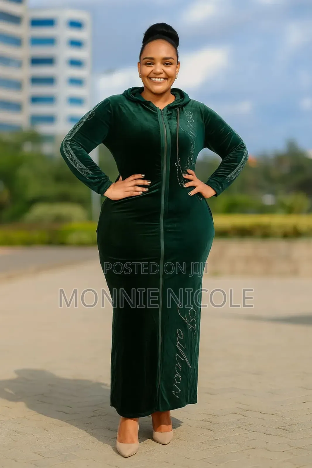 Stylish Velvet Long Bodycon Dress- Breastfeeding Friendly