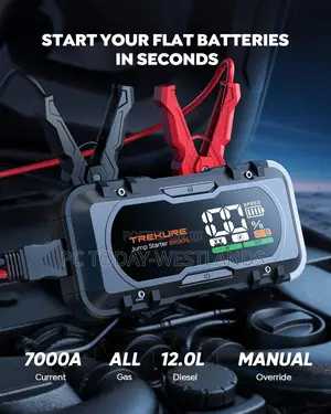 Trekure 8-in-1 Car Battery Jump Starter 7000a Peak 65w