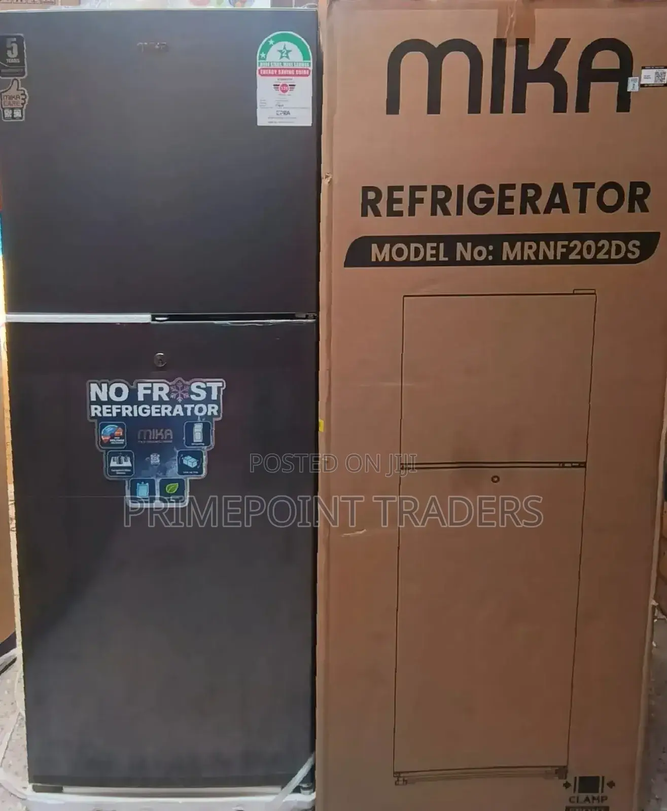 Mika 202litres No Frost Double Door Refrigerator Top Freezer