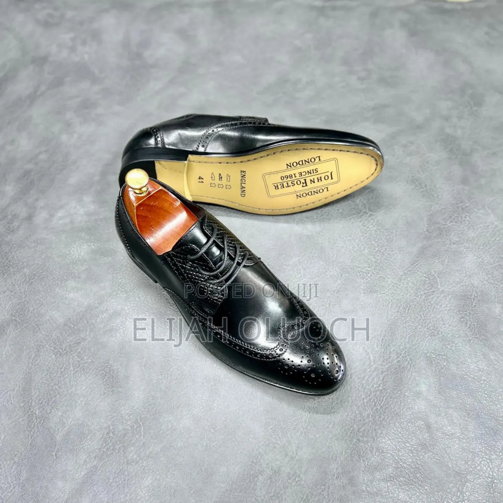Premium John Foster Leather Black Mens Official Shoes