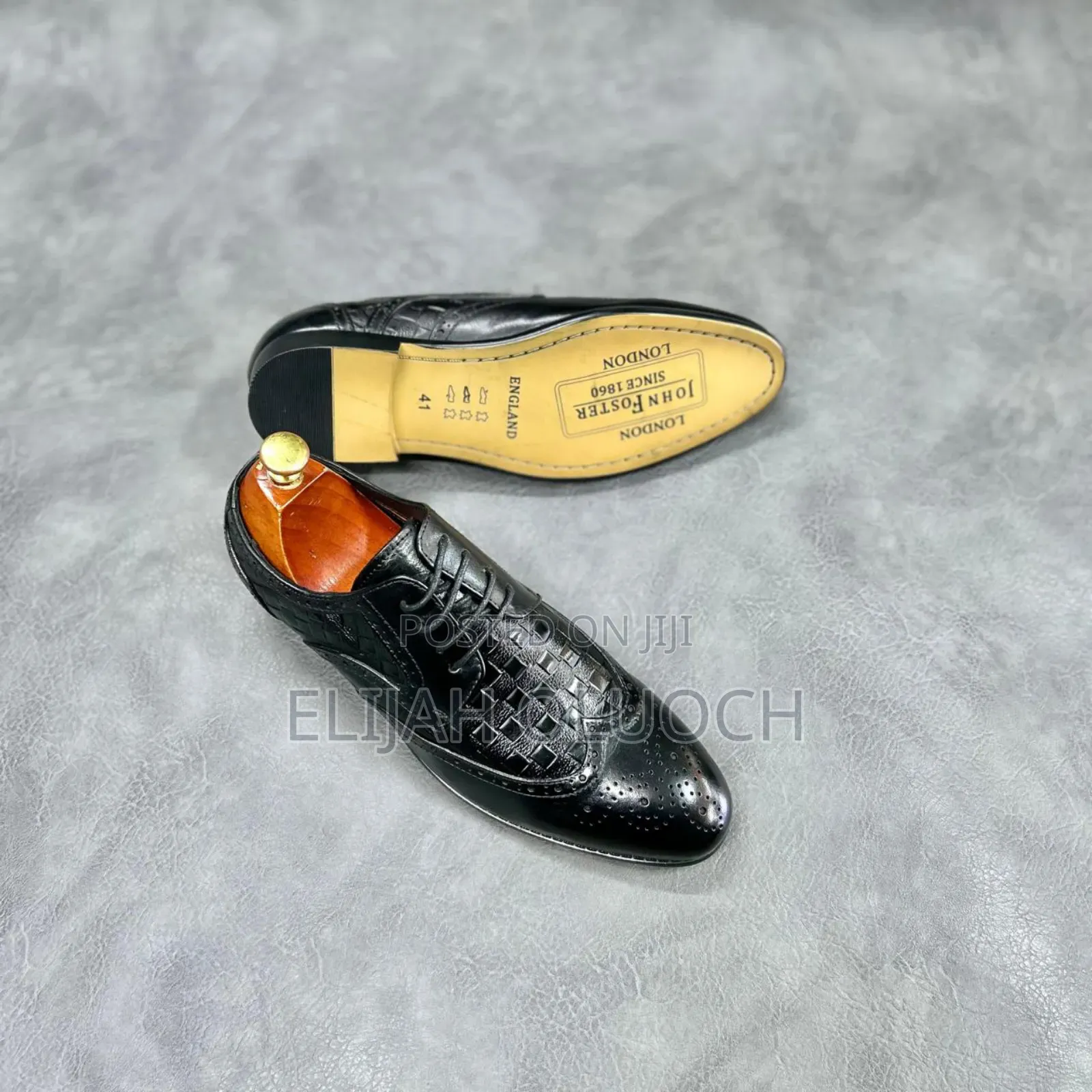 Premium John Foster Leather Black Mens Official Shoes