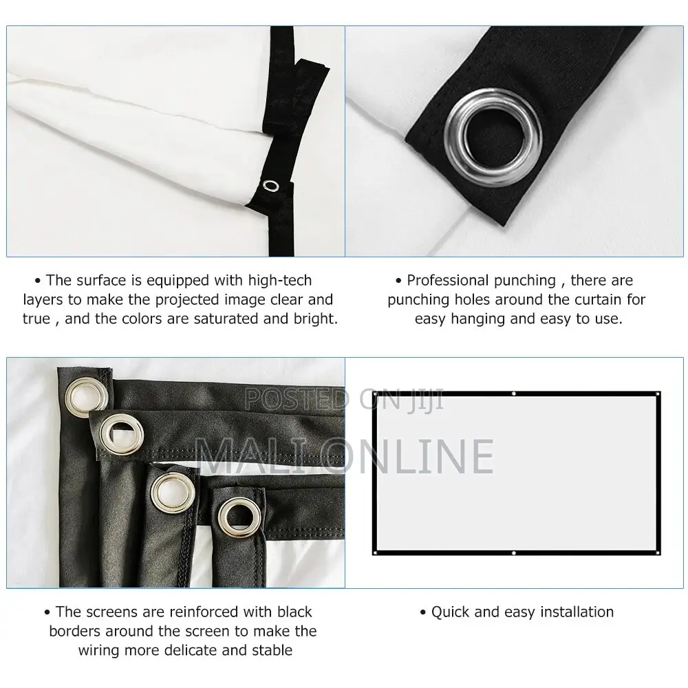100-inch 16:9 Hd Projector Screen Foldable Projection Fabric
