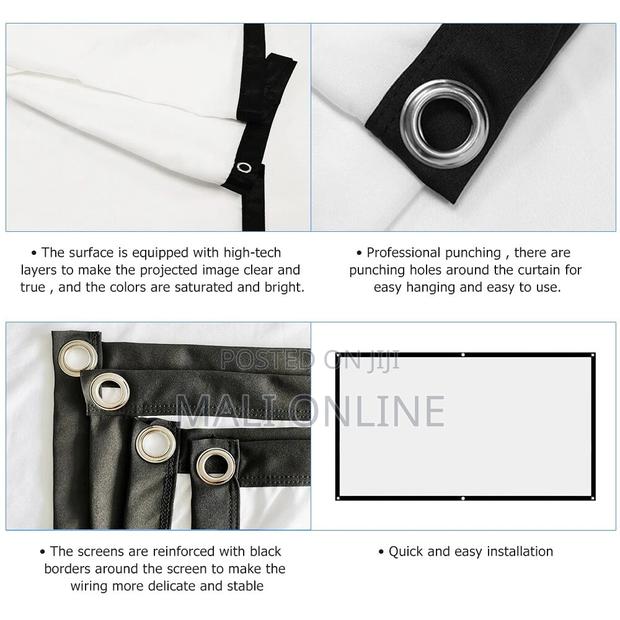 100-inch 16:9 Hd Projector Screen Foldable Projection Fabric - thumbnail 7
