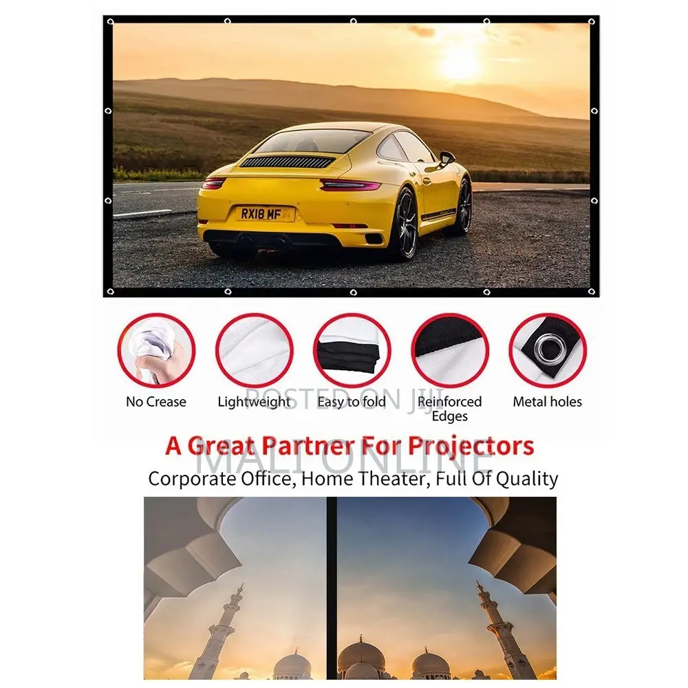 100-inch 16:9 Hd Projector Screen Foldable Projection Fabric