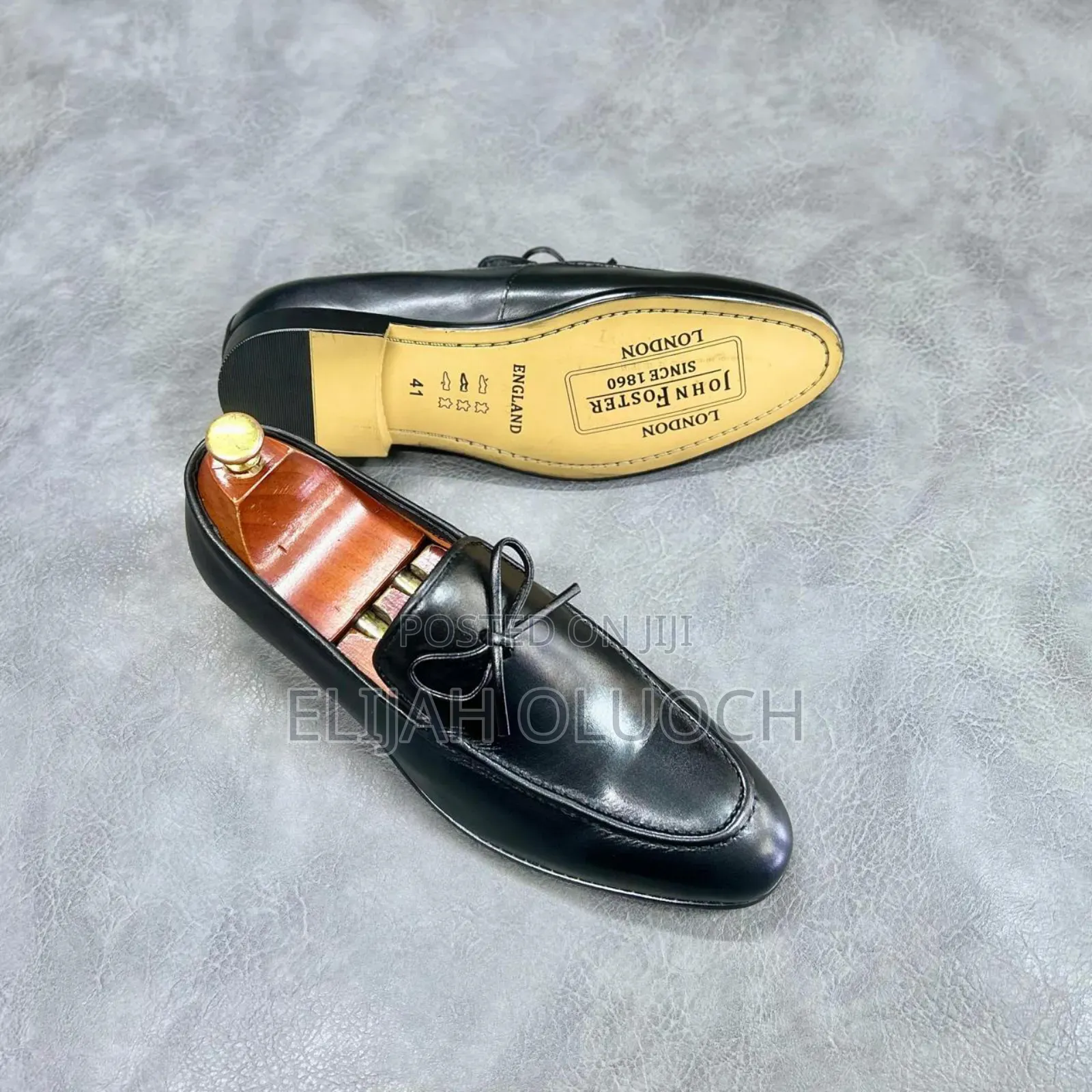 John Foster Smooth Leather Black/Brown Official Shoes