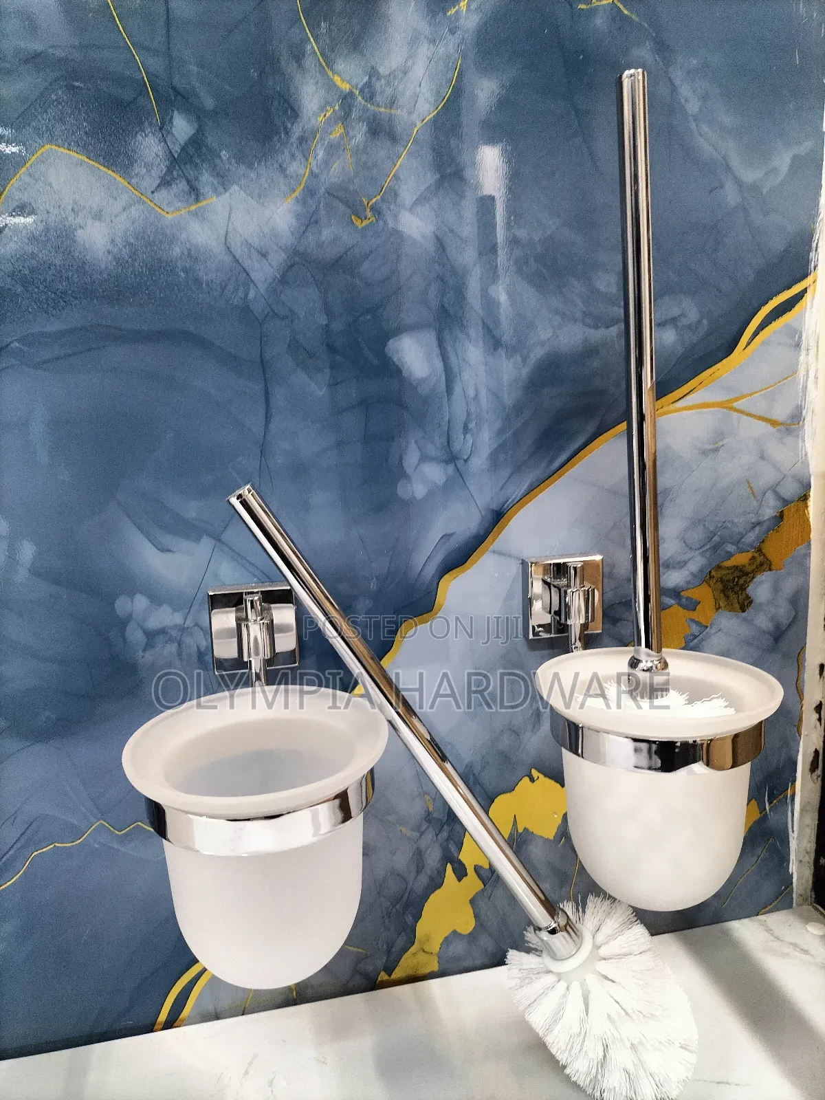 Toilet Brush Holder (Black and Silver