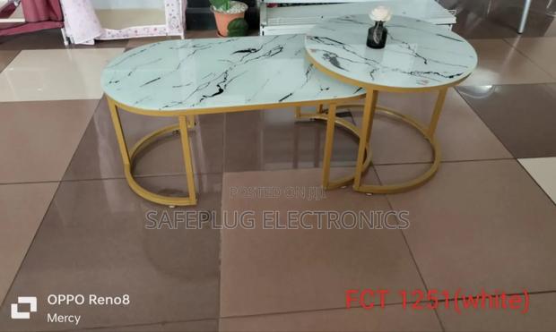 White Marble Coffee Table – Glass Finish Look - main view