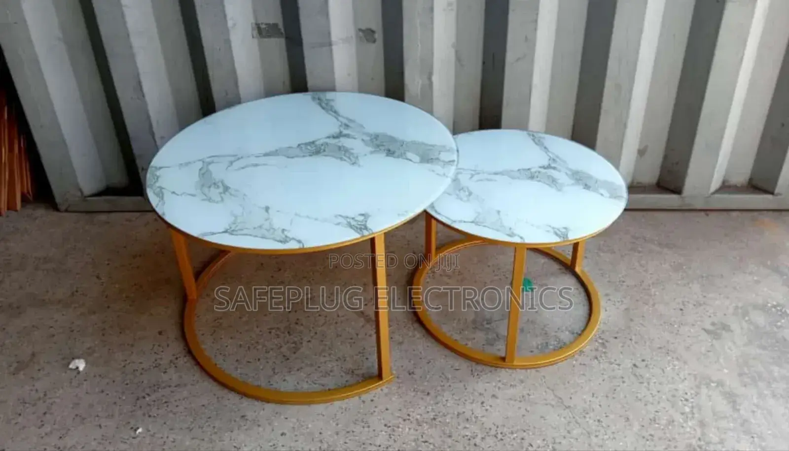 Marble Nesting Coffee Tables – White Glass Effect (2pcs)