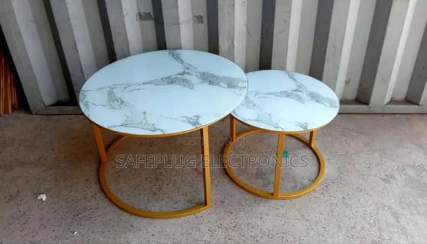Marble Nesting Coffee Tables – White Glass Effect (2pcs)
