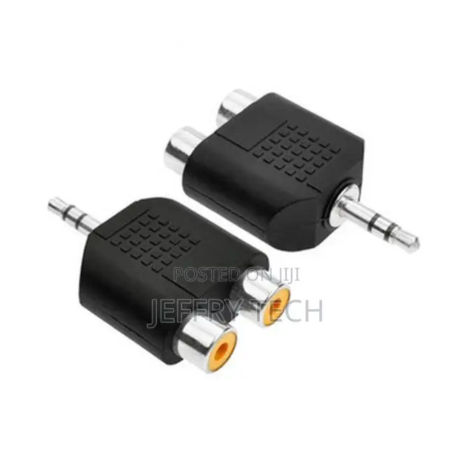 3.5mm Male Stereo Jack to 2 Rca Female Audio Converter Adapt