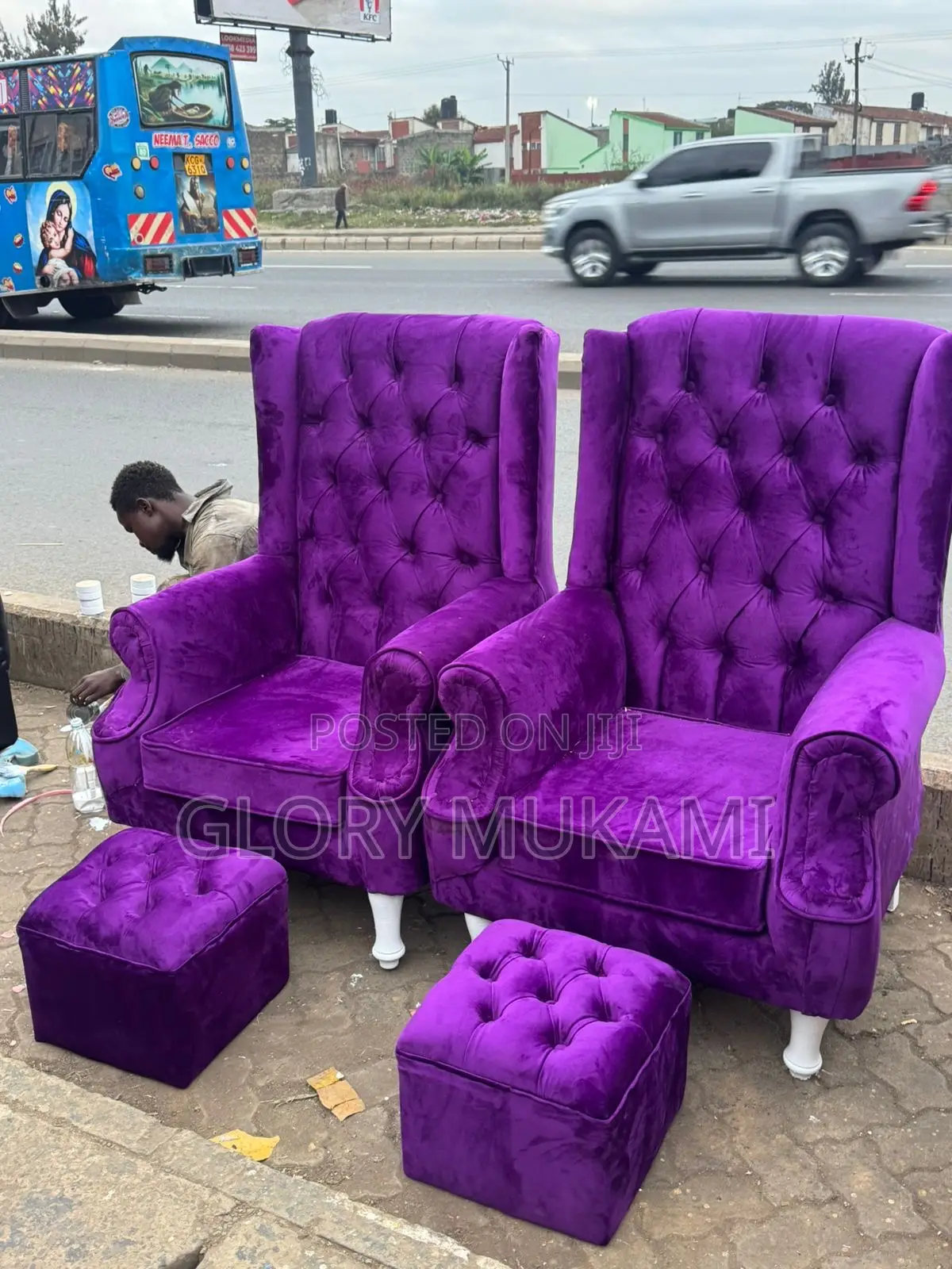 King Size Purple Pedicure Chairs
