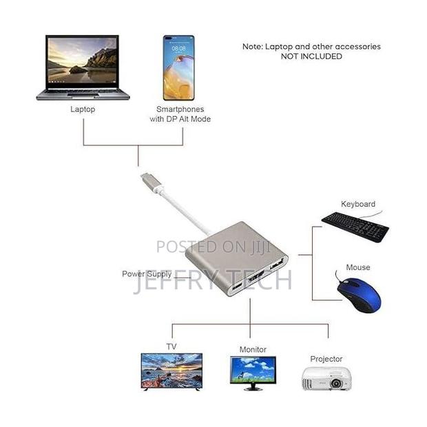Multifunctional 3-in-1 Usb-C Hub Adapter: Hdmi, Superspee - thumbnail 2