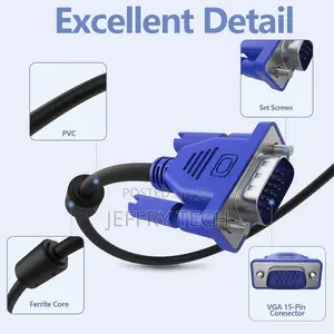 Vga Male to Male Cable 3m (Hd15p M to Hd15p M) With 2 Filter
