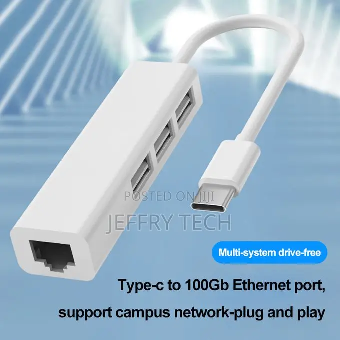 Usb Type-C to Rj45 Adapter 3-Port Usb Hub Compatible With