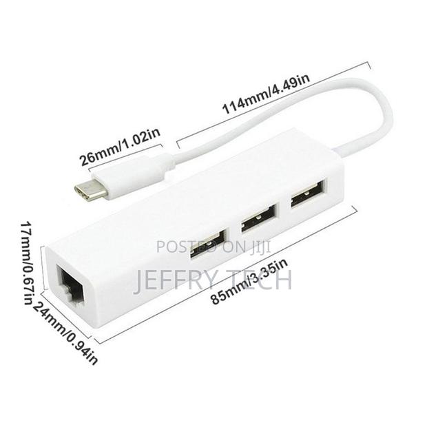 Usb Type-C to Rj45 Adapter 3-Port Usb Hub Compatible With - thumbnail 6