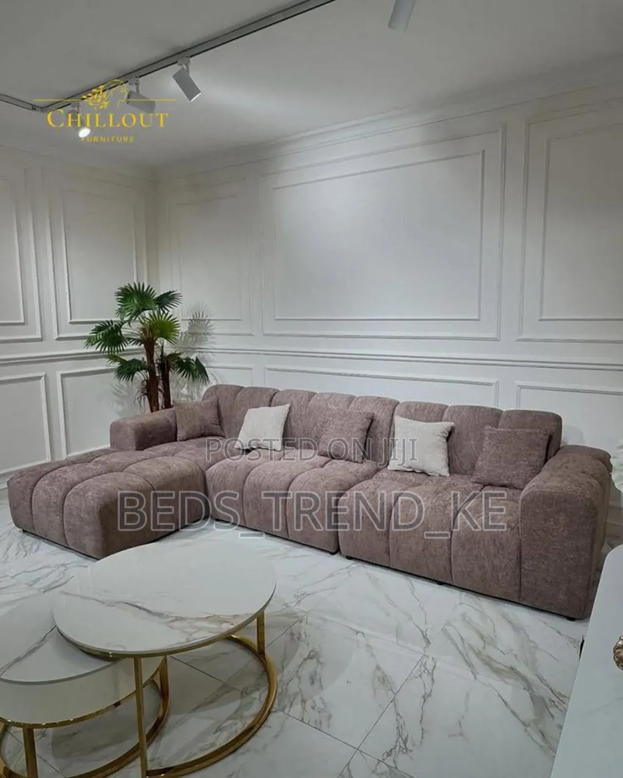 Brown 6 Seater Bubble L Seat Sofa