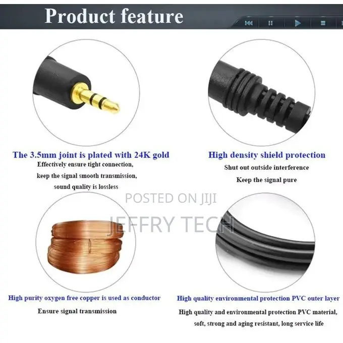 Caps 3.5mm Jack Male to Male Auxiliary Audio Cable 5m