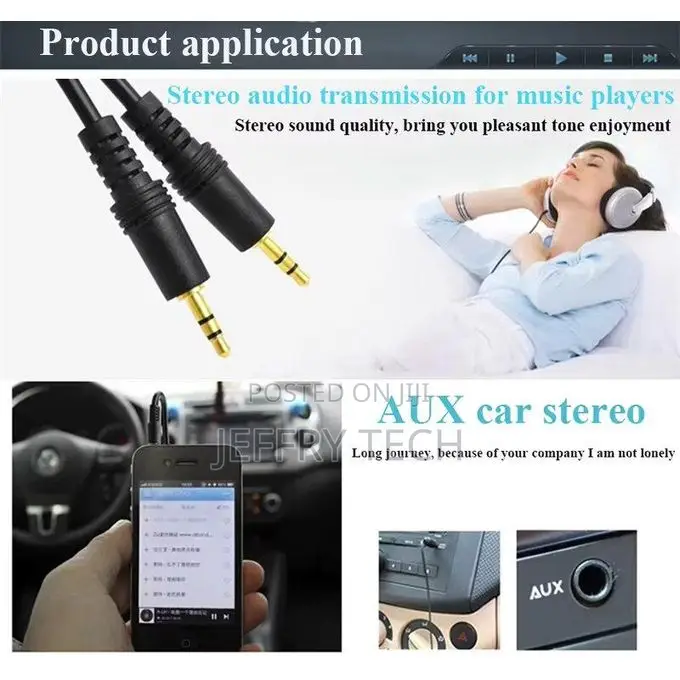 Caps 3.5mm Jack Male to Male Auxiliary Audio Cable 5m