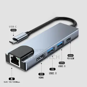 Usb-C to Rj45 Gigabit Hdmi Usb 3.0 Hub Adapter for 5 In