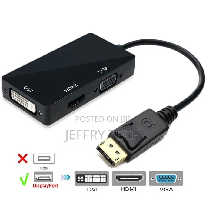 3-in-1 Displayport(Dp) to Hdmi/Dvi/Vga Converter Multifuncti