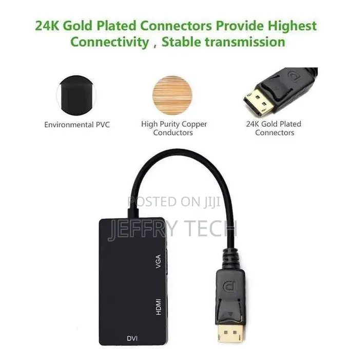 3-in-1 Displayport(Dp) to Hdmi/Dvi/Vga Converter Multifuncti