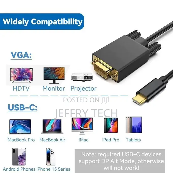 Usb Type-C Male to Vga Male Cable 1.8 M