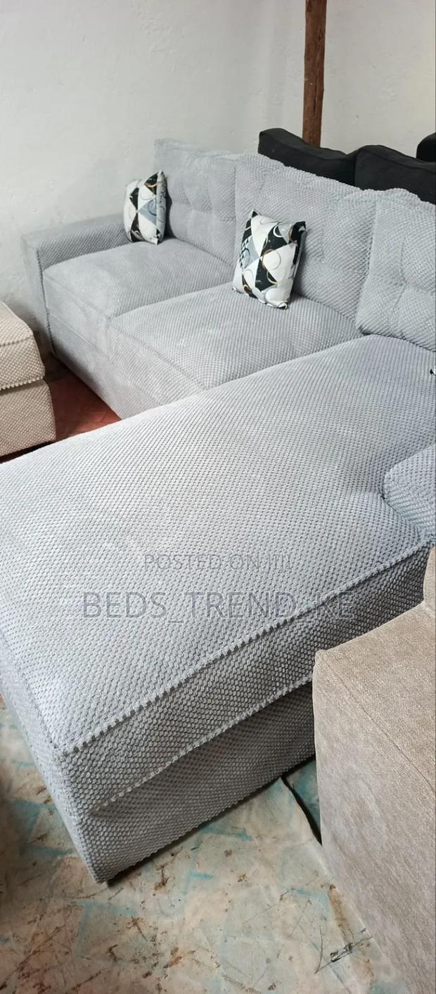 Plain Greish 6 Seater L Seat Sofa - main view