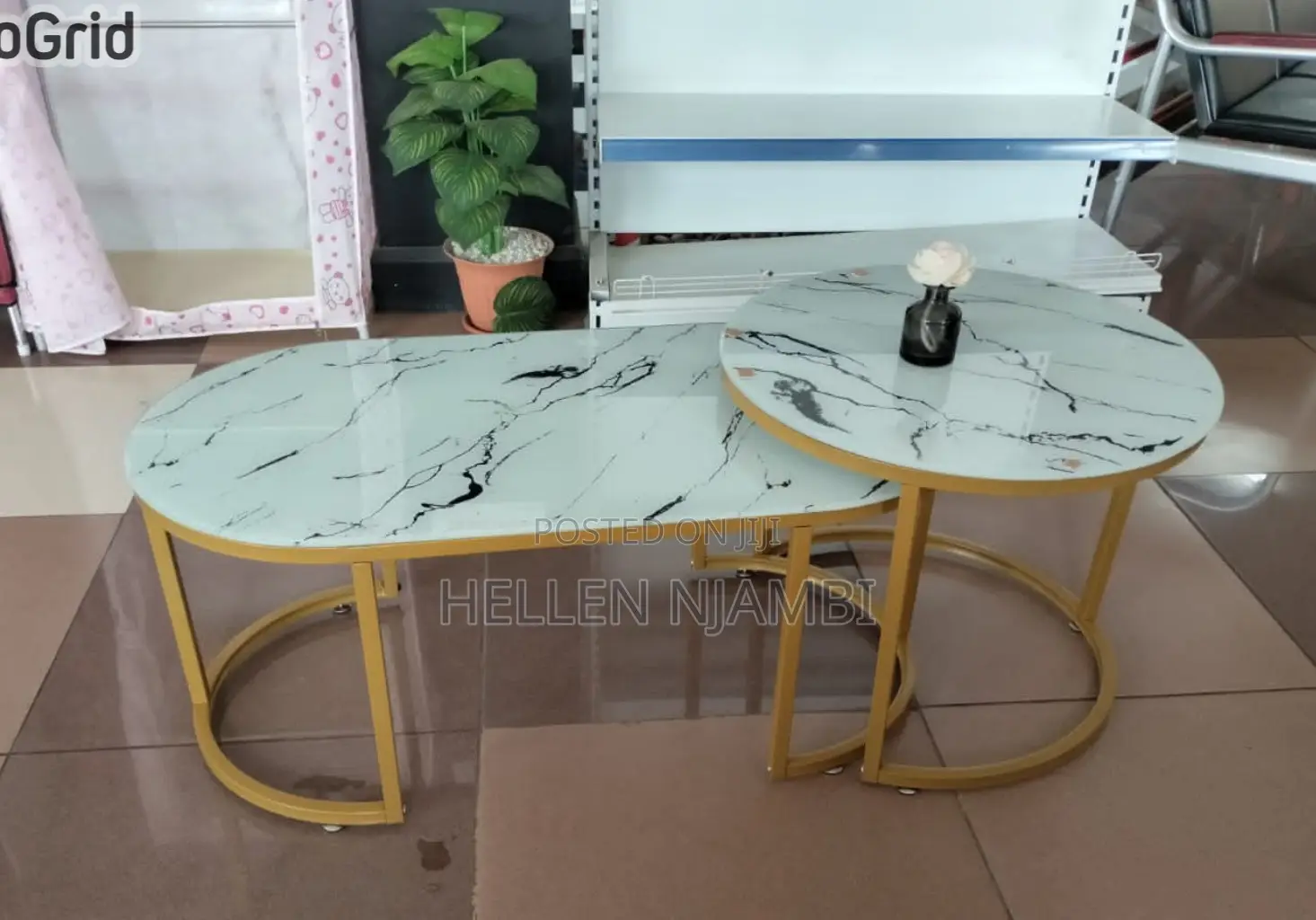 Marble Coffee Table With Glass Effect (White)