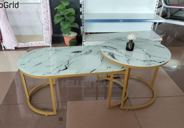 Marble Coffee Table With Glass Effect (White) - main view