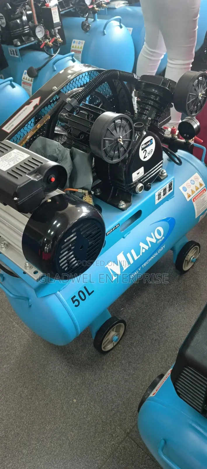 Milano 50l Electric Air Compressor With Double Pistons