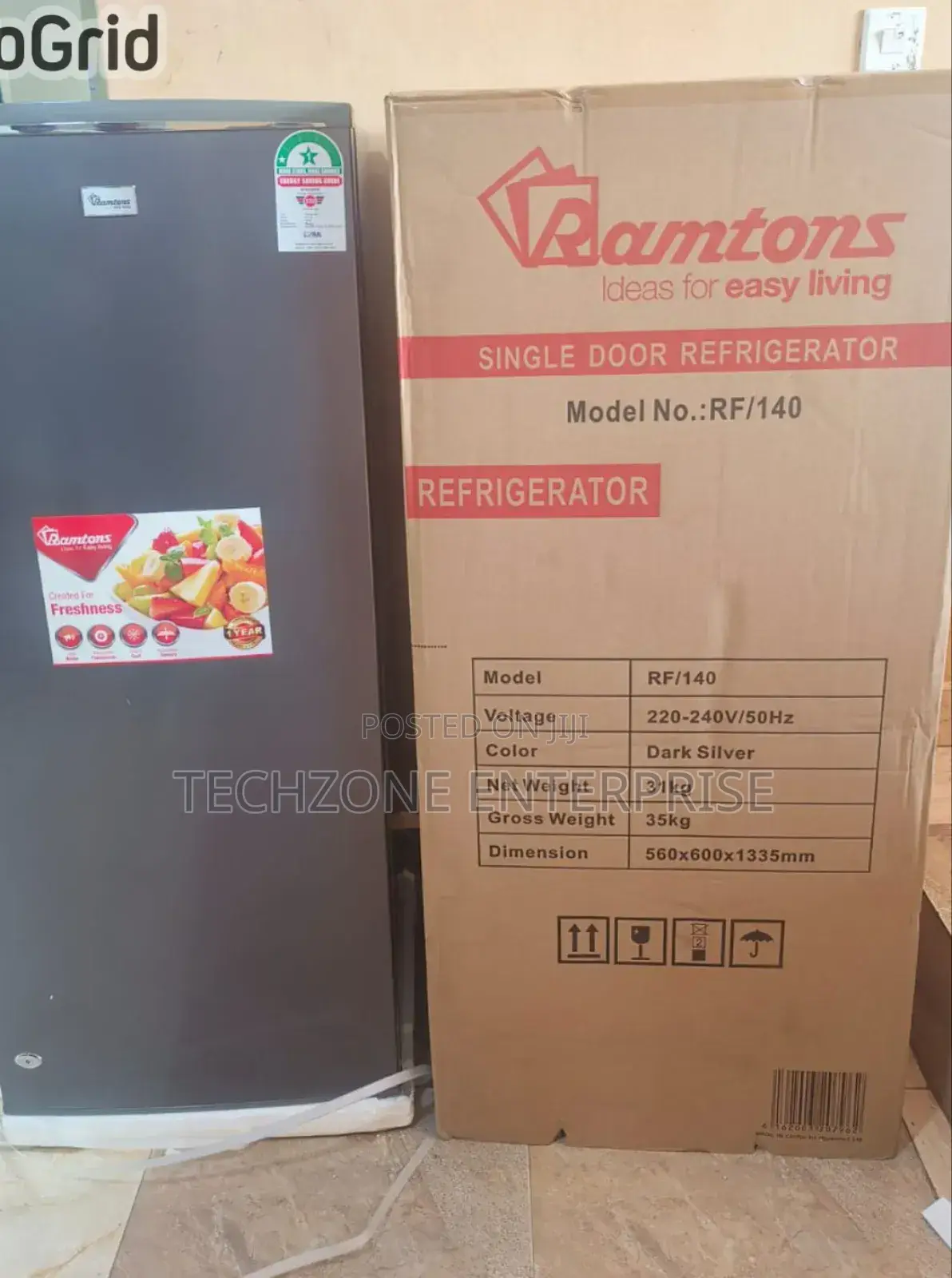 Ramtons Rf/140-Single Door 180lt Refrigerator - Silver
