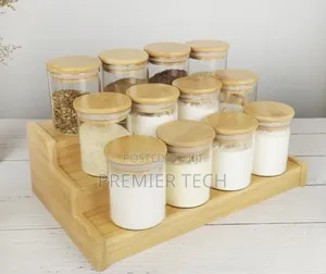 12pcs Glass Spice Jars With Bamboo Lid