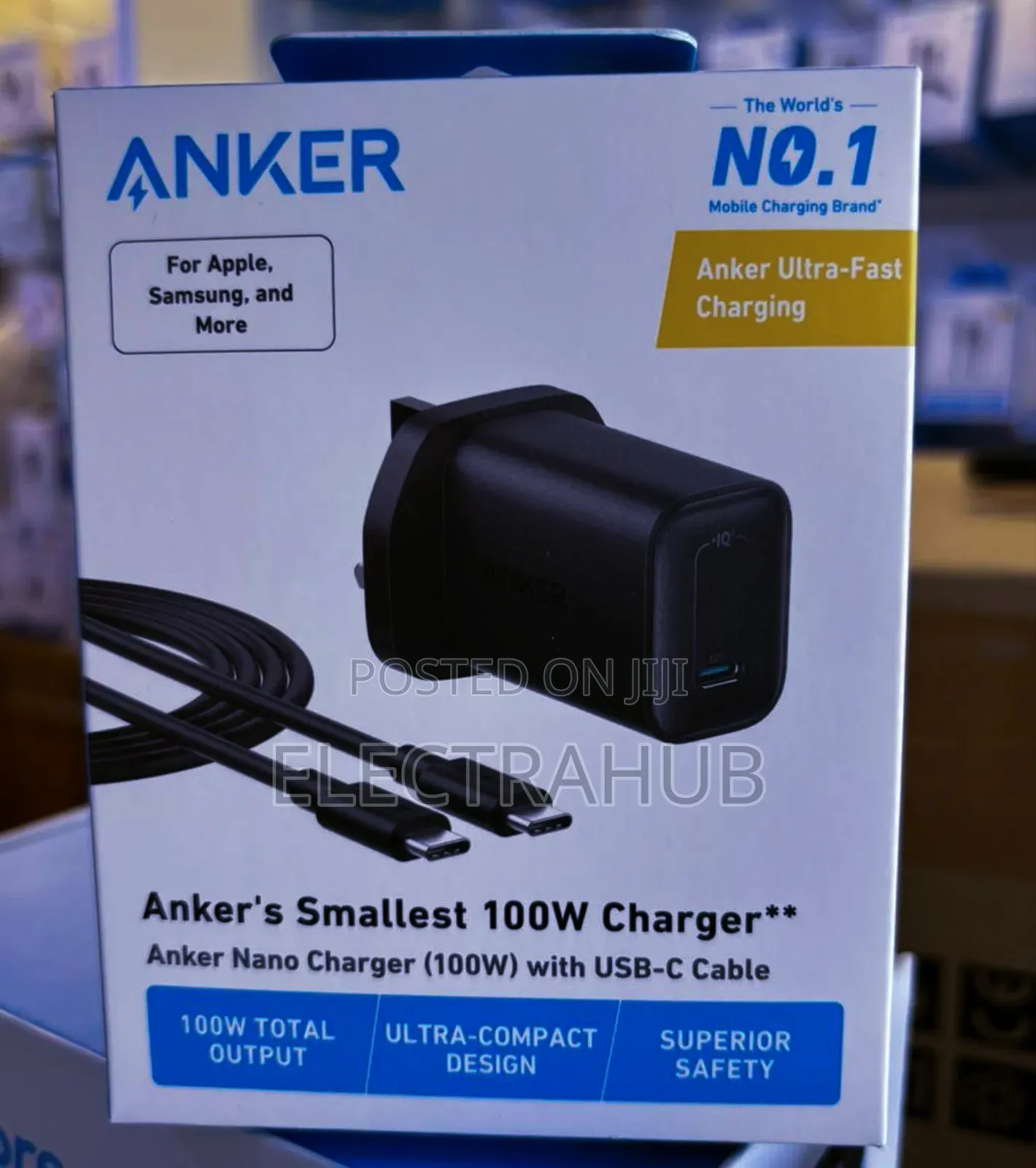 Anker Nano 100w Charger With 6ft 5a Usb-C to C Cable